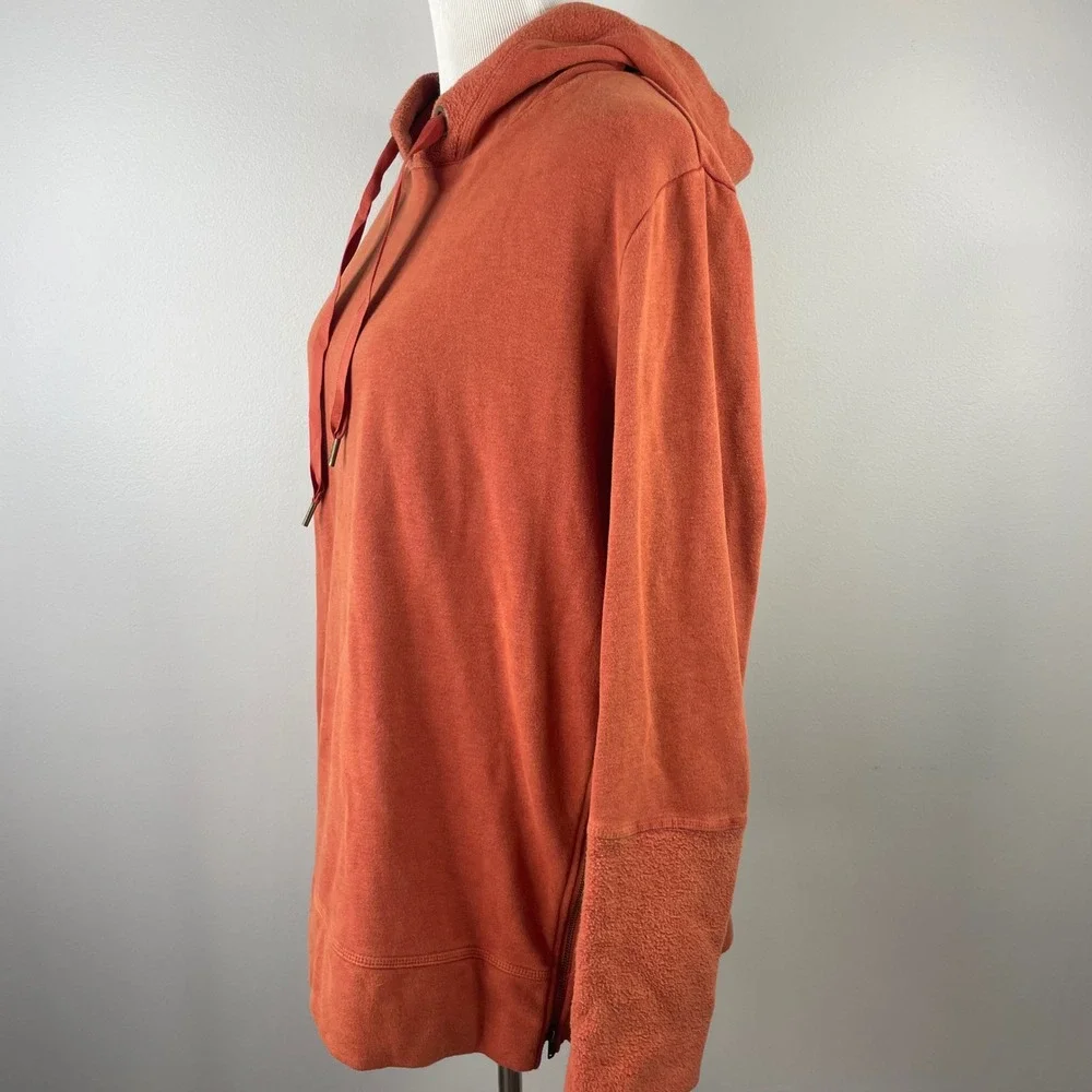 Rachel Hollis Womens Burnt Orange Fleece Side Zip Hoodie Sweatshirt Size M